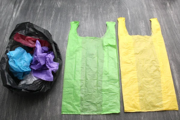 비닐봉지를 줄이고 책임감 소비를 촉진하는 목표로 플라스틱 자유의 — 스톡 사진