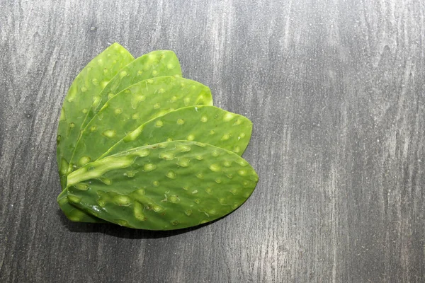 Nopales Frais Prêts Manger Sur Une Table Bois Délicieux Aliments — Photo