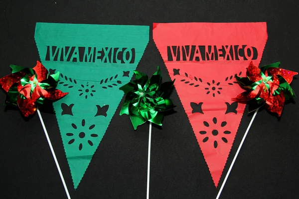 Enfeites Decorativos Tricolores Para Festas Mexicanas Verde Branco Vermelho Pennants — Fotografia de Stock