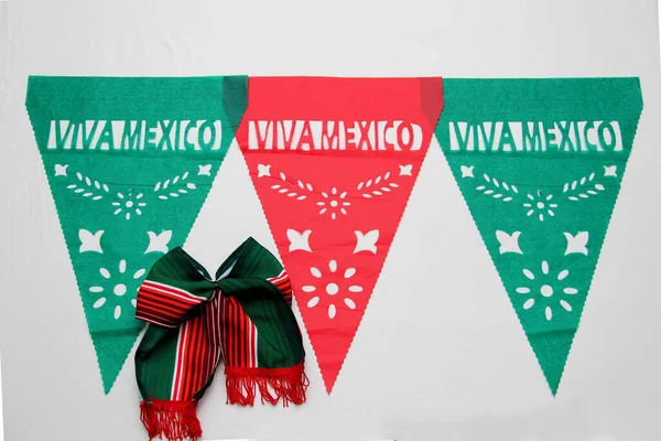 Dekorativa Papper Vimplar För Mexikansk Fest Som Säger Viva Mxico — Stockfoto