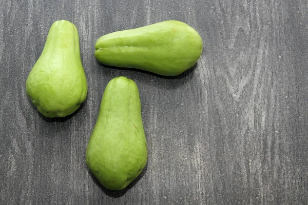 Chayote Warzywny Zielony Squash Świeże Naturalne Surowe Gotowe Cięcia Gotowania — Zdjęcie stockowe