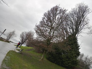 English Bay, Vancouver, Kanada sonbahar ve kış mevsimlerinde şehir merkezinde bir turistik merkezdir.
