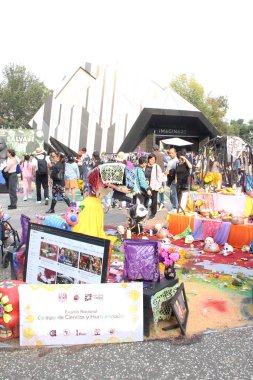 Mexico City, Mexico - 3 Kasım 2024 UNAM Megaofrenda, Meksika Ulusal Özerk Üniversitesi 'nde Ölüler Günü' nde anıtsal bir sunaktır.