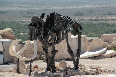 Cuatro Cienegas, Coahuila, Meksika - 28 Temmuz 2025: Cuatro Cienegas, Coahuila, Meksika 'daki Mermer Madenlerindeki dinozor iskeletleri