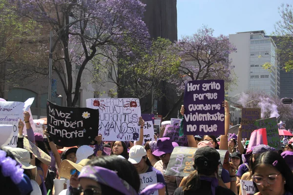 Mexico City, Mexico - 8 Mart 2025 - 8 Mart 2025 Uluslararası Kadınlar Günü, CDMX 'te eşitlik, şiddet, kadın cinayeti, maçoluğu ve ayrımcılığı kınamak amacıyla düzenlenen yürüyüşdür.