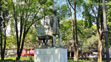 Mexico City, Mexico - 14 Ocak 2026: Polanco 'daki Lincoln Park veya Aynalar Parkı, regattas ve minyatür model tekneli filolarla çevrili evler ve binalarla çevrili.