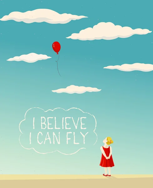 uçan balon ile küçük kız