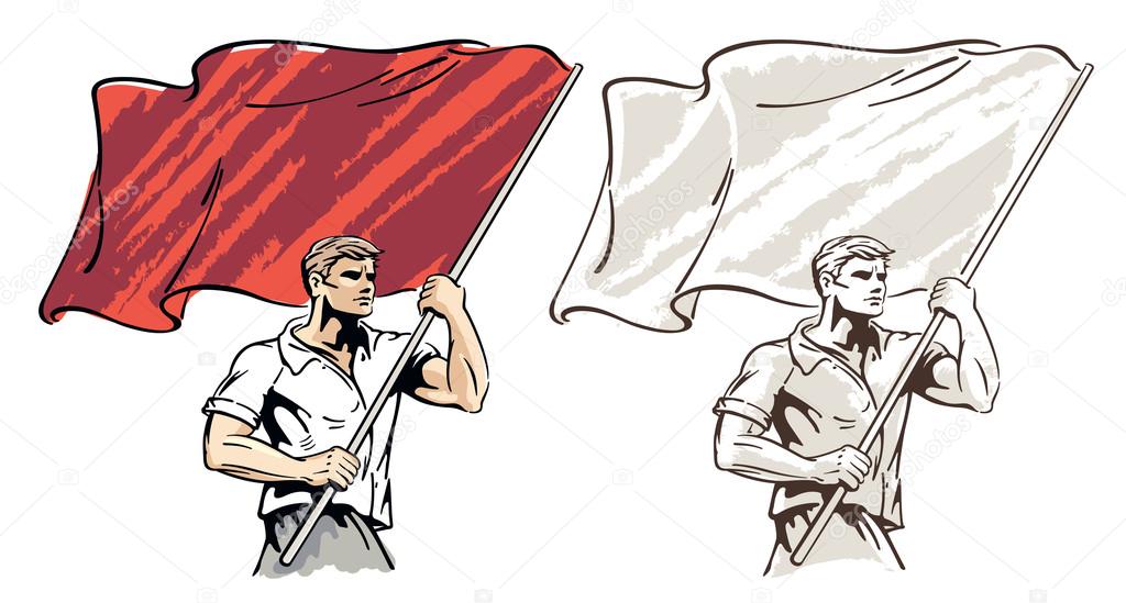 Man with a flag in his hands. Stock Vector Image by ©crop_ 80050344