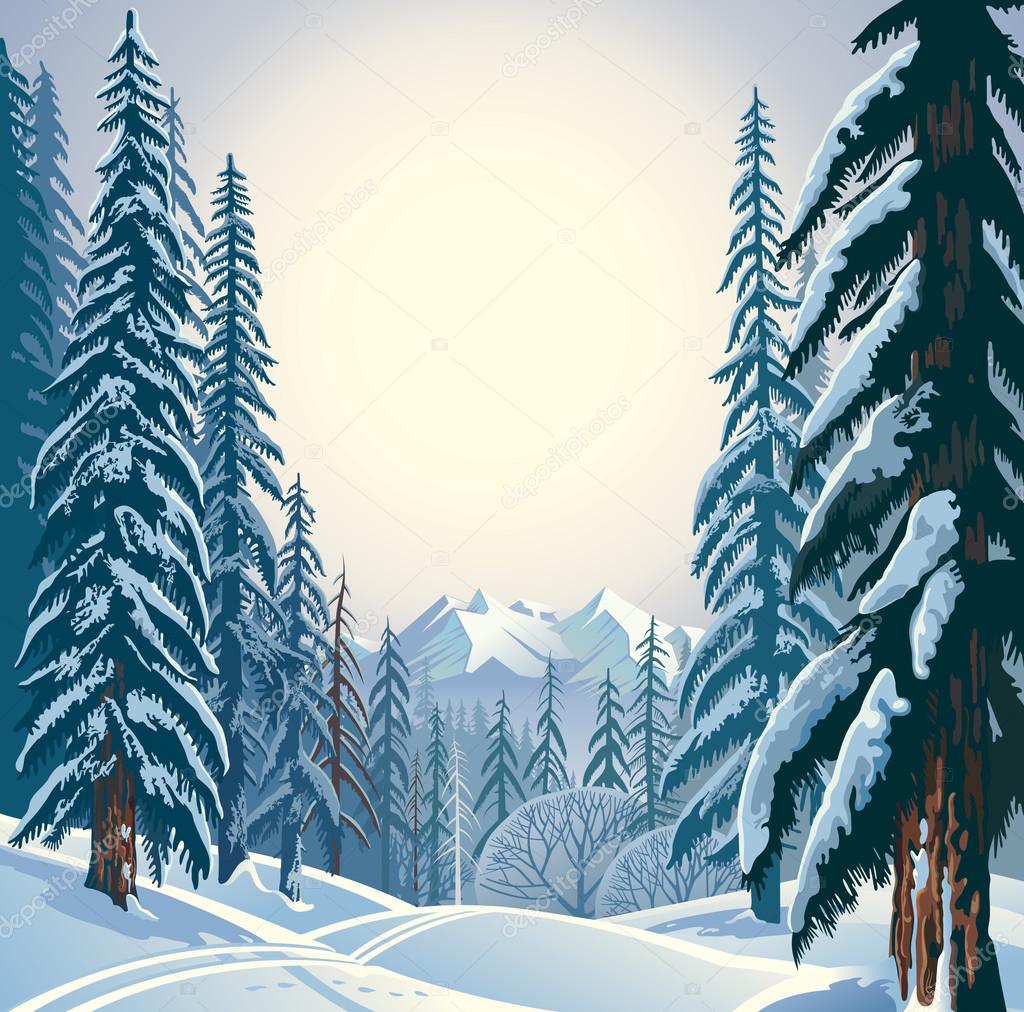 Download winter forest landscape — Stock Vector © crop_ #92688702