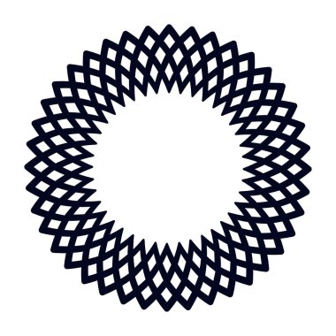Vektör dairesel sınır. Dairesel kabile süsü. Beyaz arka planda siyah süs. Beyaz arka planda izole edilmiş geometrik sembollü çelenkler. Doğulu süsü
