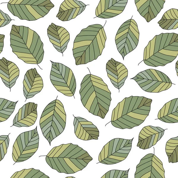 Modèle Vectoriel Sans Couture Avec Des Feuilles Vertes Isolées Sur — Image vectorielle