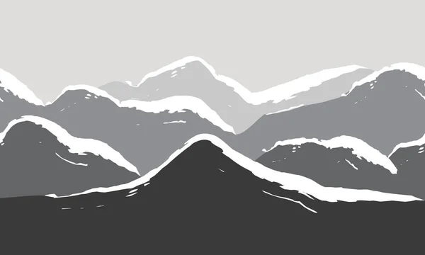 Vector Grunge Berge Monochromen Farben Berge Hintergrund Der Ruhige Hügel Stockvektor