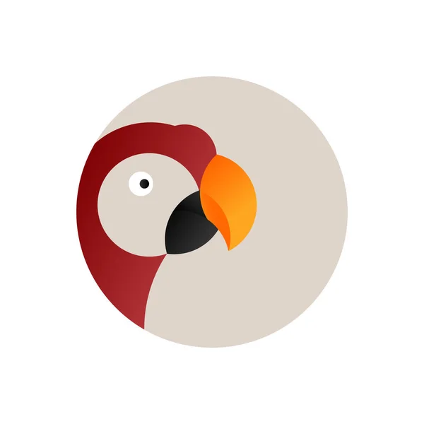 矢量鹦鹉的头进入被白色背景隔离的圆圈 现实的鹦鹉标志设计 色彩斑斓的扁平鸟 — 图库矢量图片