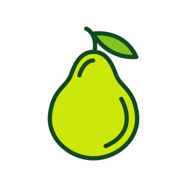 Beyaz arka planda izole edilmiş armut temsili. Logo konsepti. Sağlıklı gıdanın basit tasarımı. Kart tasarımı