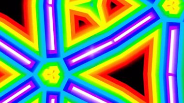 Hareket halindeki bir kaleydoskobun soyut psikedelik video çizimi, meditasyon için, dans kulüplerinde yayın, yoga ve hipnoz için