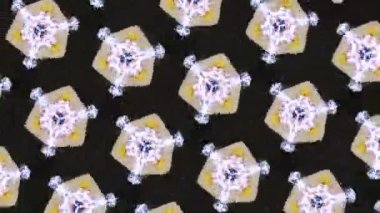 Hareket halindeki bir kaleydoskobun soyut psikedelik video çizimi, meditasyon için, dans kulüplerinde yayın, yoga ve hipnoz için