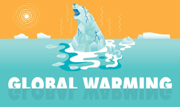 北极熊的形状冰山正在融化 代表一场全球危机正在发生 — 图库矢量图片