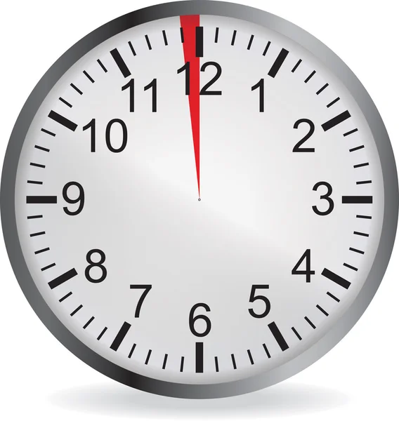 Uhr mit roter 1 Minute Frist — Stockvektor