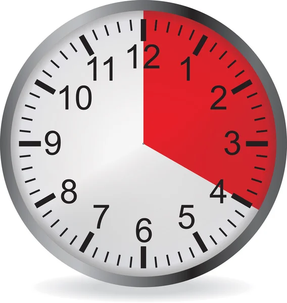 Clock with red 20 minute deadline — Stock Vector