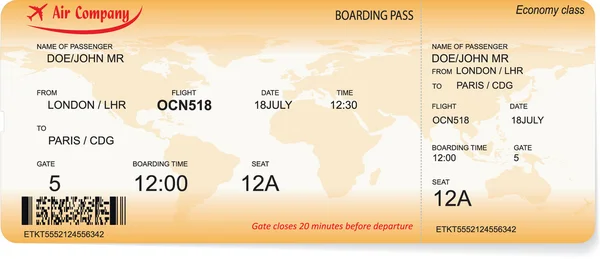 Vector mönster av ett boardingkort — Stock vektor