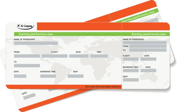 Plantilla de una tarjeta de embarque o billete de avión — Archivo Imágenes Vectoriales