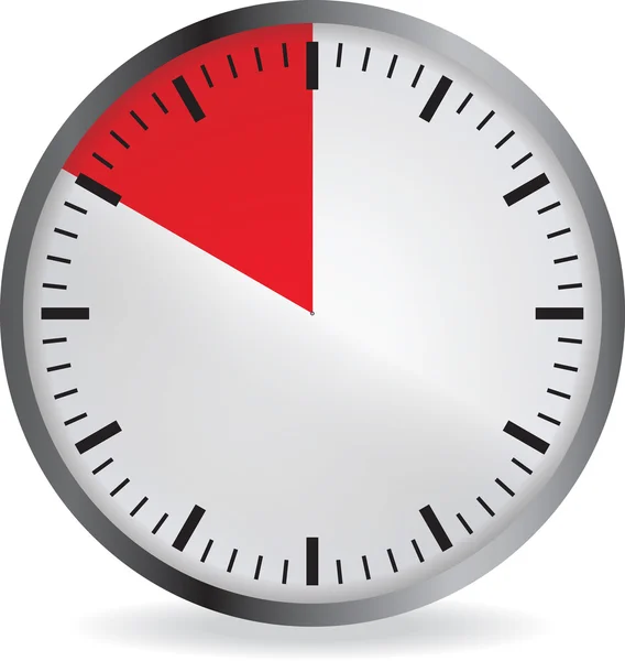Kırmızı 10 dakika süre ile saat — Stok Vektör