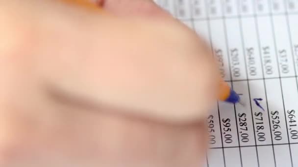 Accountant checking company balance sheet. — Stock Video