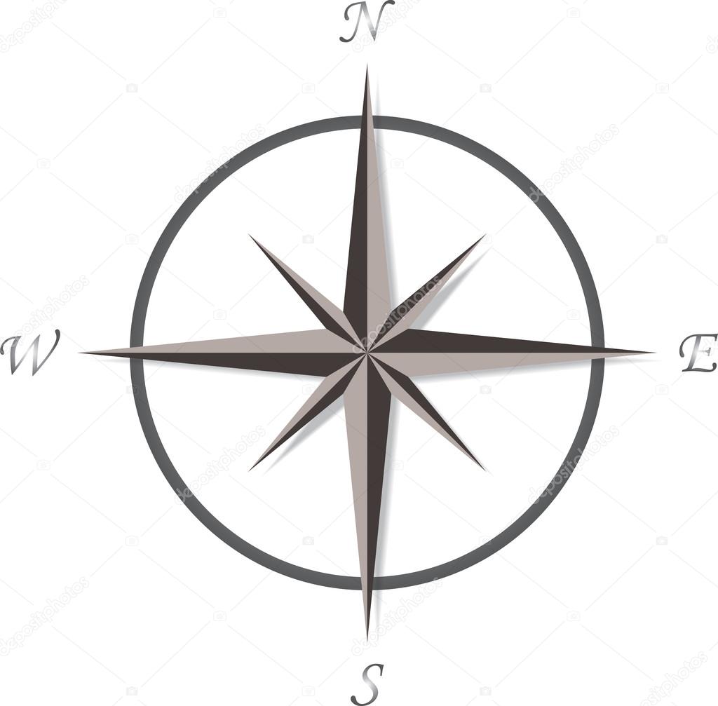 Compass rose on white background