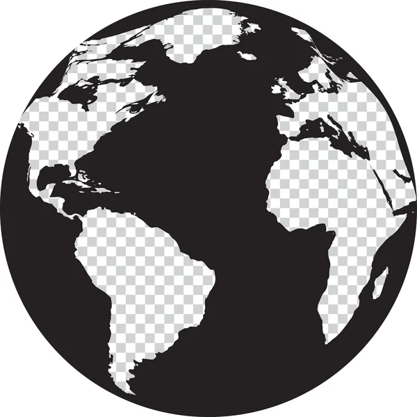 Globo blanco y negro con continentes de transparencia — Vector de stock