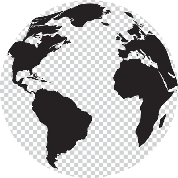 Globe noir et blanc avec transparence sur les mers — Image vectorielle