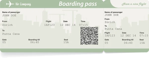 Vektorbild flygbolaget boarding pass biljett — Stock vektor