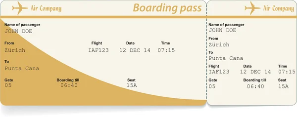 Vector afbeelding van luchtvaartmaatschappij boarding pass ticket — Stockvector