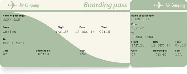 Vector afbeelding van luchtvaartmaatschappij boarding pass ticket — Stockvector