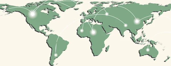 Mapa světa s obchodními cestami a body — Stockový vektor