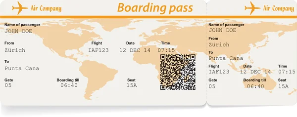 Vector afbeelding van luchtvaartmaatschappij boarding pass ticket — Stockvector