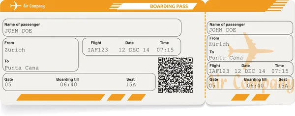 Vektorbild flygbolaget boarding pass biljett — Stock vektor