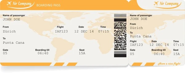 Vector image of airline boarding pass ticket — Stock Vector