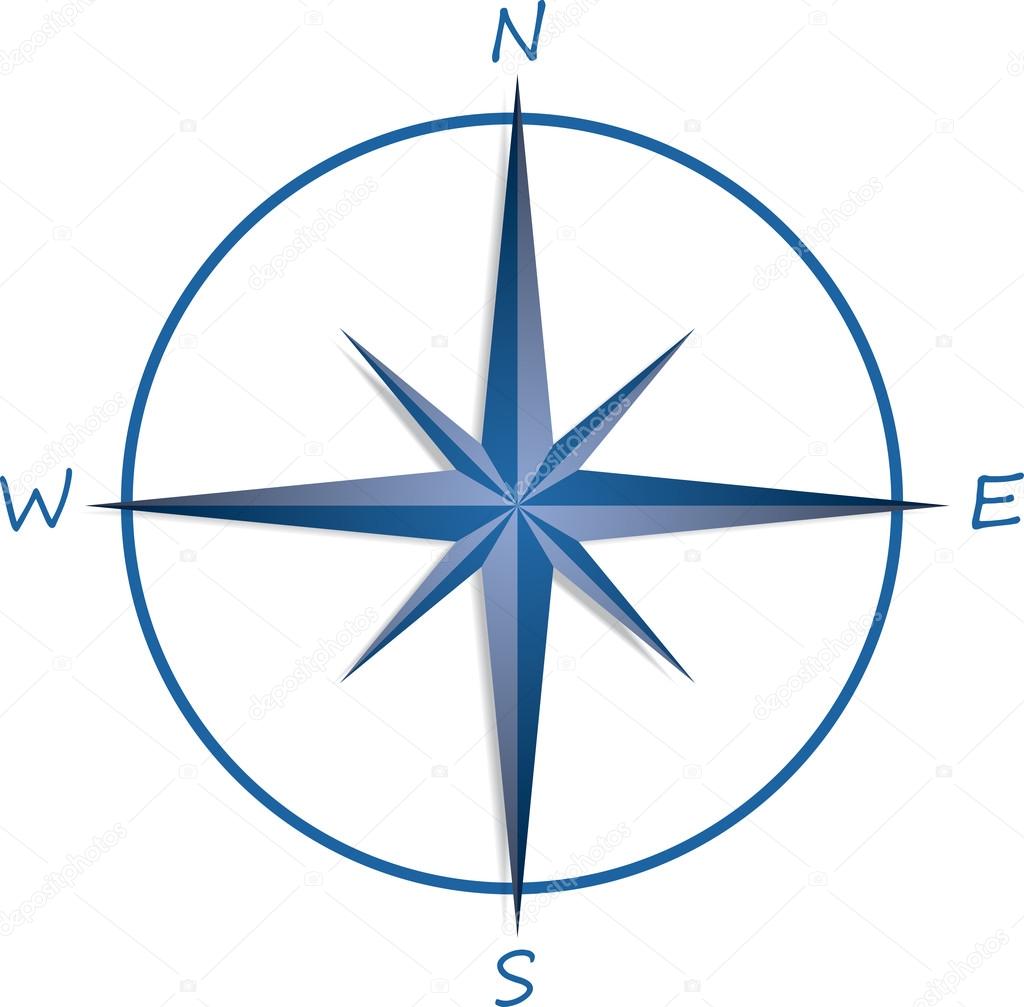 Compass rose on white background