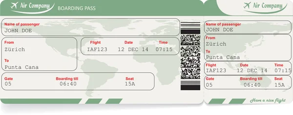 航空会社の搭乗券のベクトル画像 — ストックベクタ