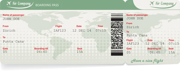 Vector image of airline boarding pass ticket — Stock Vector