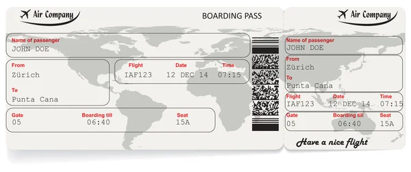 Vector afbeelding van luchtvaartmaatschappij boarding pass ticket — Stockvector