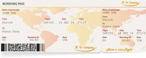 Grafika wektorowa na pokład karnet biletów lotniczych — Wektor stockowy
