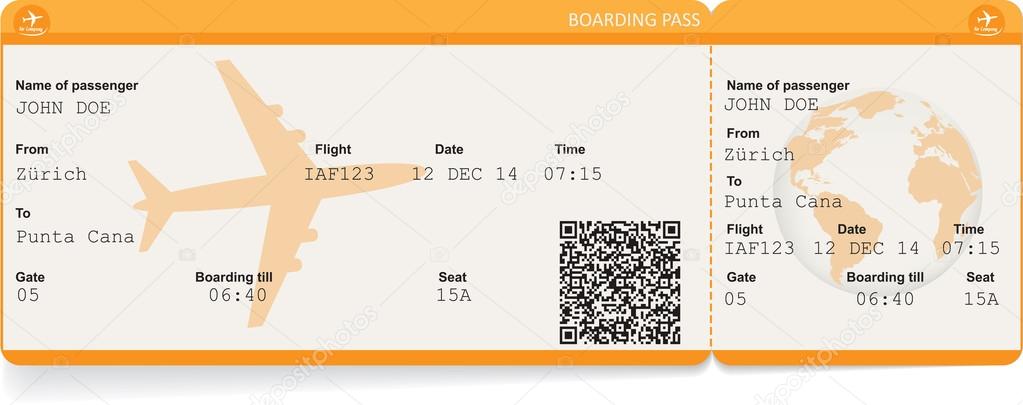 Vector image of airline boarding pass ticket