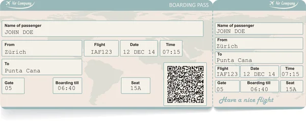 विमान बोर्डिंग पास तिकीट वेक्टर प्रतिमा — स्टॉक व्हेक्टर
