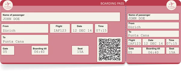 Imagem vetorial do bilhete de embarque de avião — Vetor de Stock