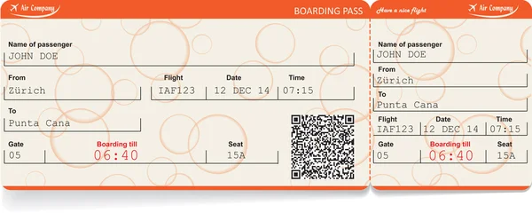 Vector image of airline boarding pass ticket — Stock Vector