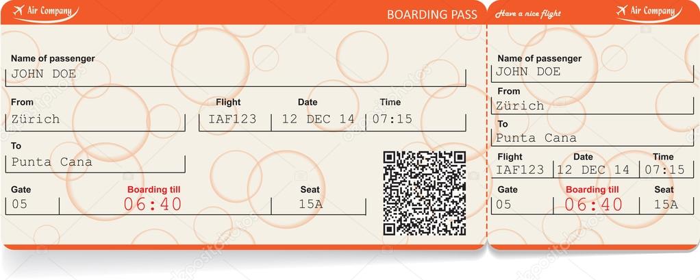 Vector image of airline boarding pass ticket