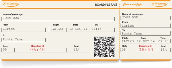 विमान बोर्डिंग पास तिकीट वेक्टर प्रतिमा — स्टॉक व्हेक्टर
