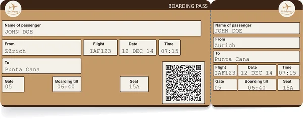 Imagem vetorial do bilhete de embarque de avião — Vetor de Stock