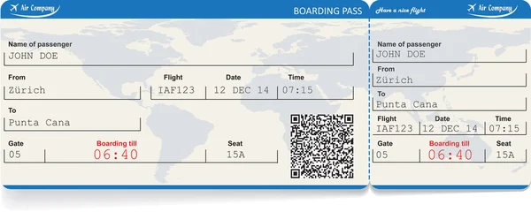 矢量图像的航空公司登机票 — 图库矢量图片